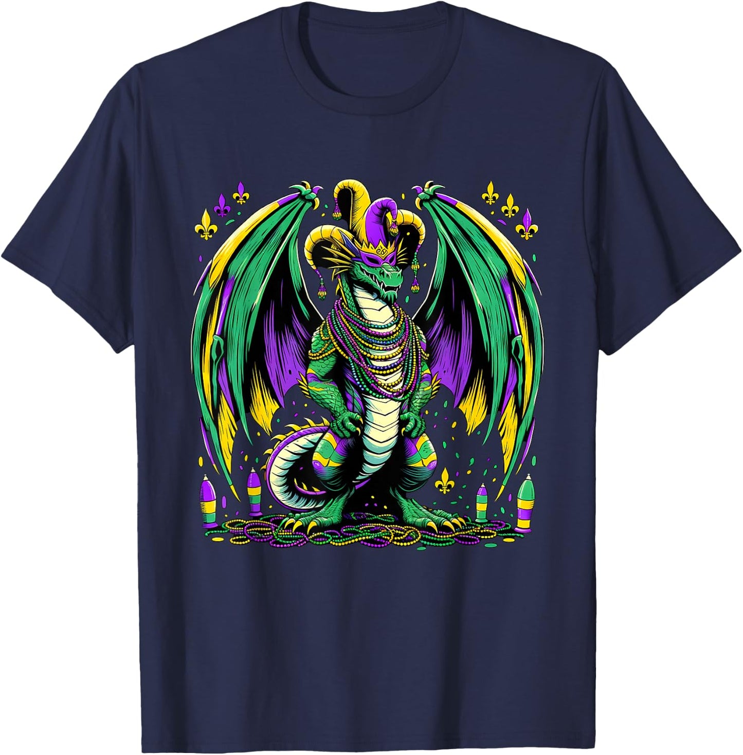 Mardi Gras Dragon Jester T-Shirt - T-Shirt | Navy