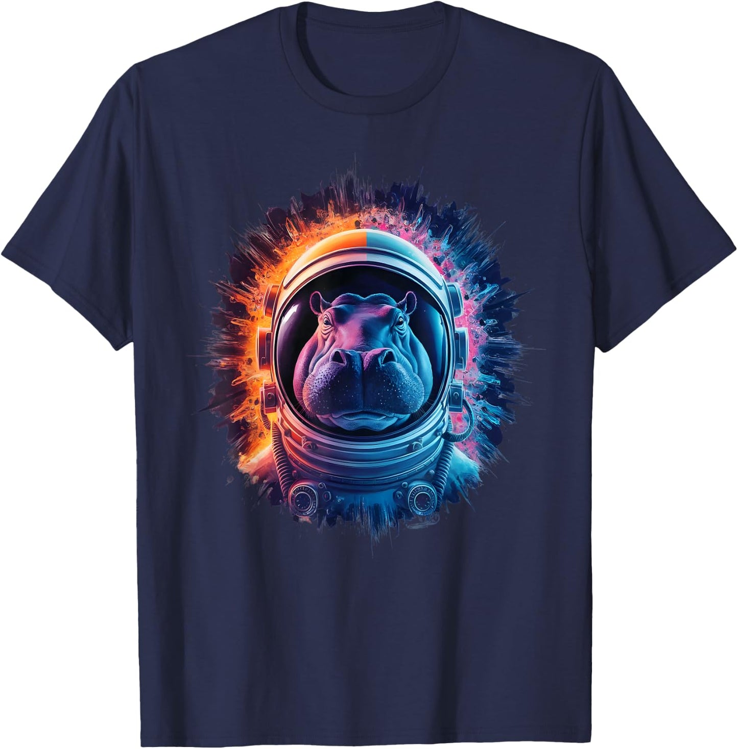 Hippo Men Woman Hippo Colorful Space Astronaut Hippo T-Shirt - T-Shirt | Navy