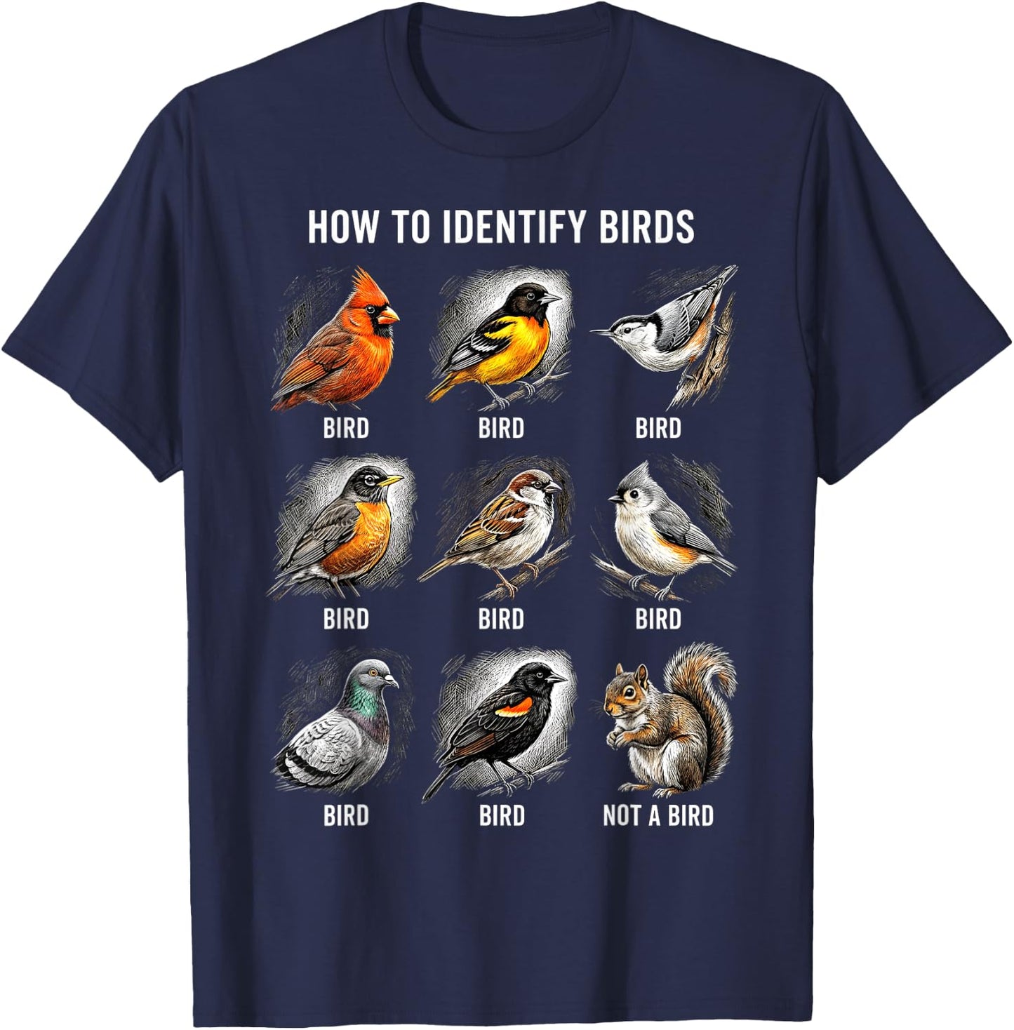 Vögel Bestimmen Lustiges Eichhörnchen Vogelbeobachtung T-Shirt - T-Shirt | Navy