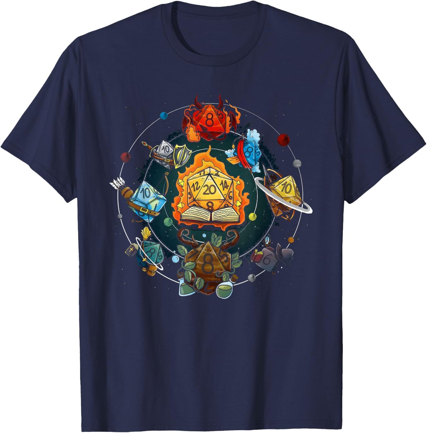 Funny Dice Role Playing Game 20 Pages , black T-Shirt - T-Shirt | Navy