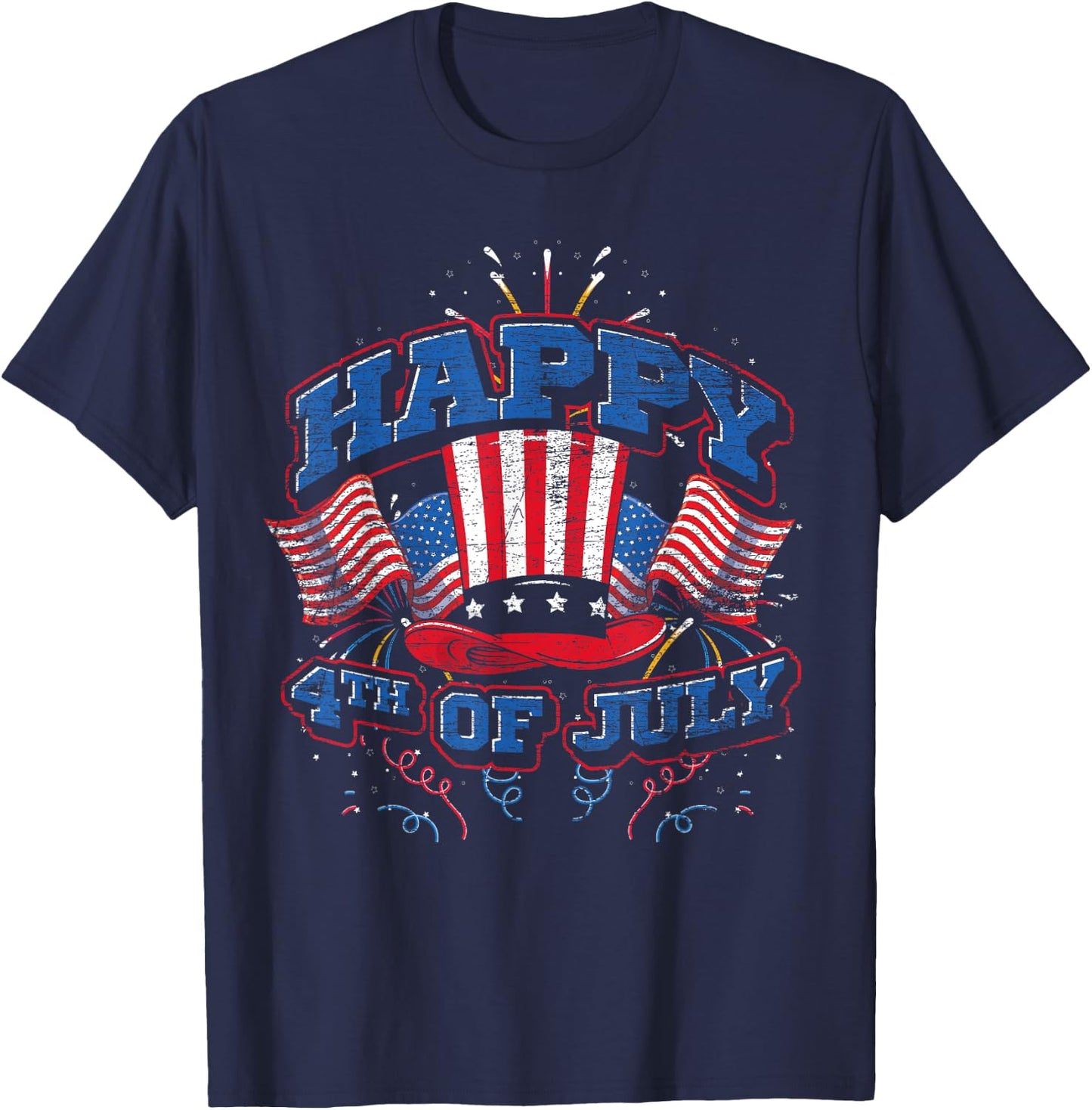 Happy 4th of July US Flag Liberty American 4th of July T-Shirt - T-Shirt | Navy