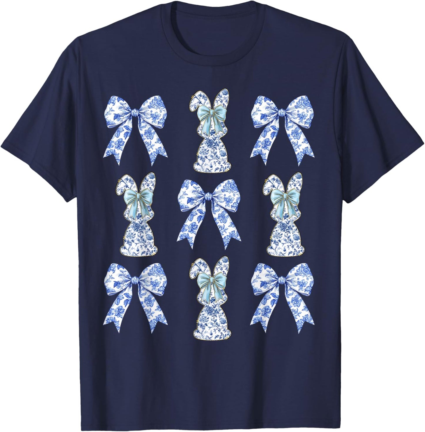 Easter Bunny Coquette Cowgirl Bows Y2K Teen Girls Top T-Shirt - T-Shirt | Navy