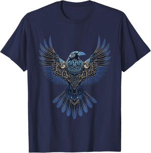 Odin's Raven Viking Valhalla Viking Mythology T-Shirt - T-Shirt | Navy