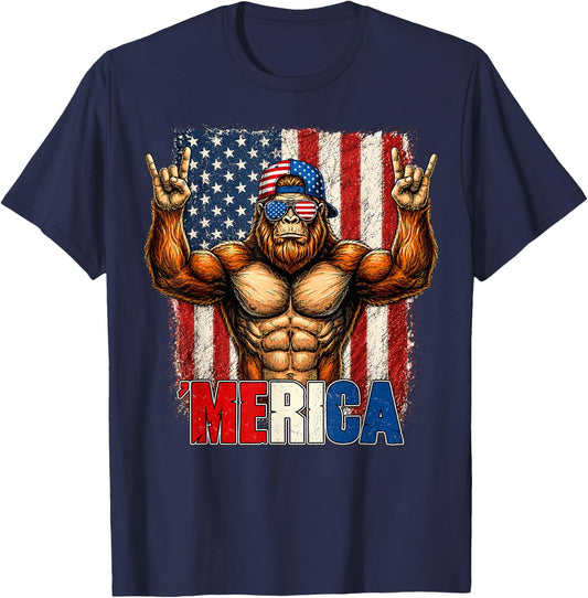 4th of July Merica Bigfoot USA Men T-Shirt - T-Shirt | Navy