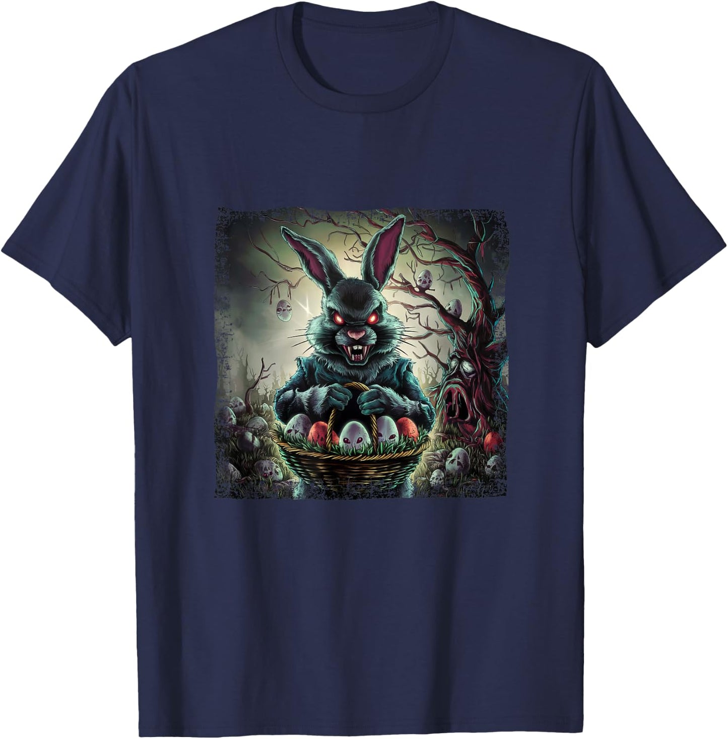 Easter Bunny Horror Rabbit Easter Egg T-Shirt - T-Shirt | Navy