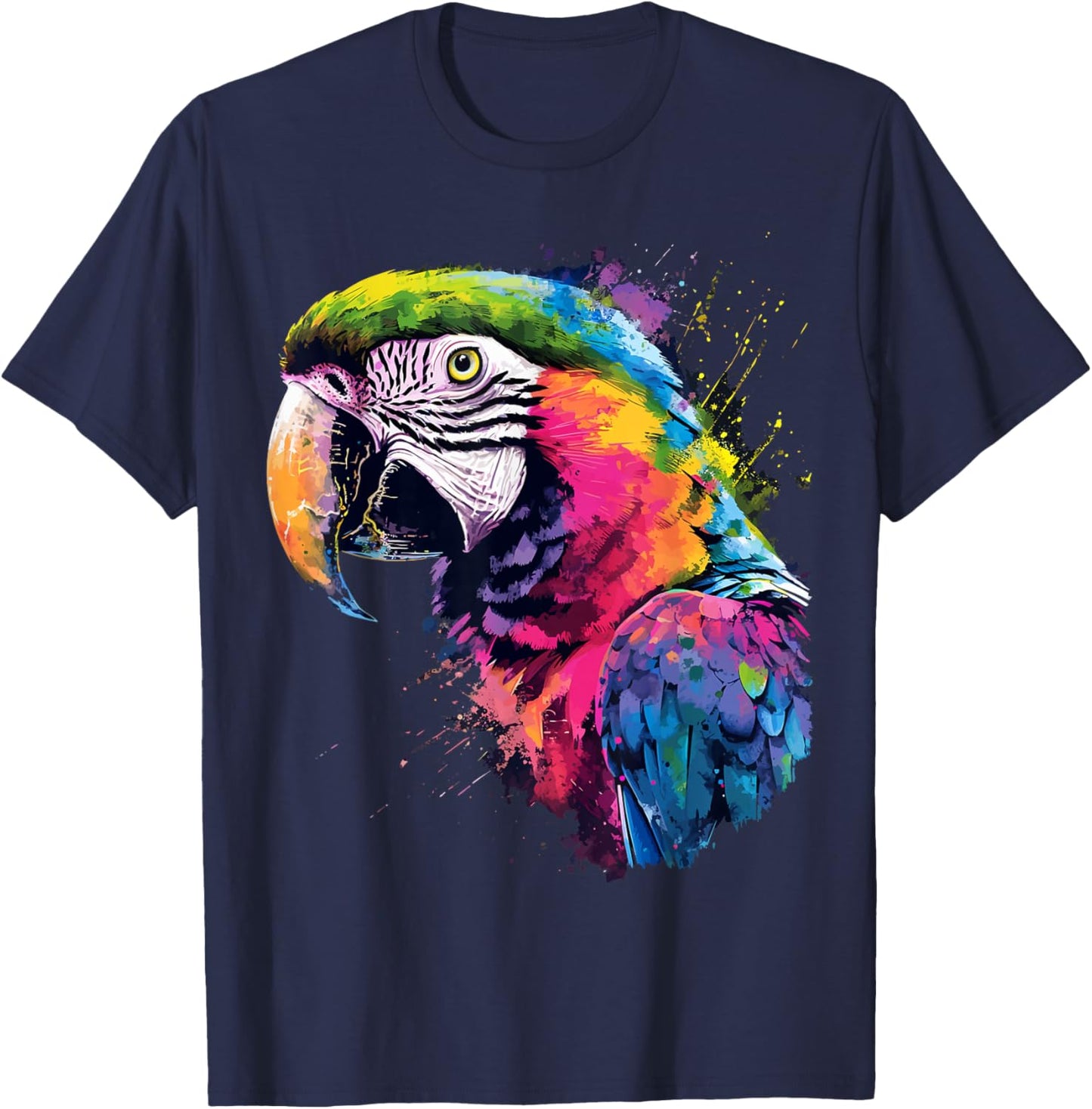 Colourful Parrot Watercolor , black T-Shirt - T-Shirt | Navy