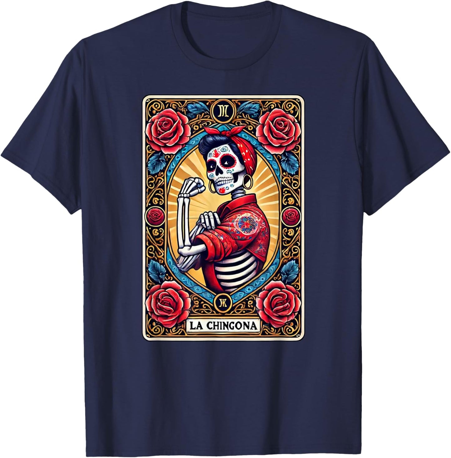 La Chingona Tarot Card - Latina Power & Pride T-Shirt - T-Shirt | Navy