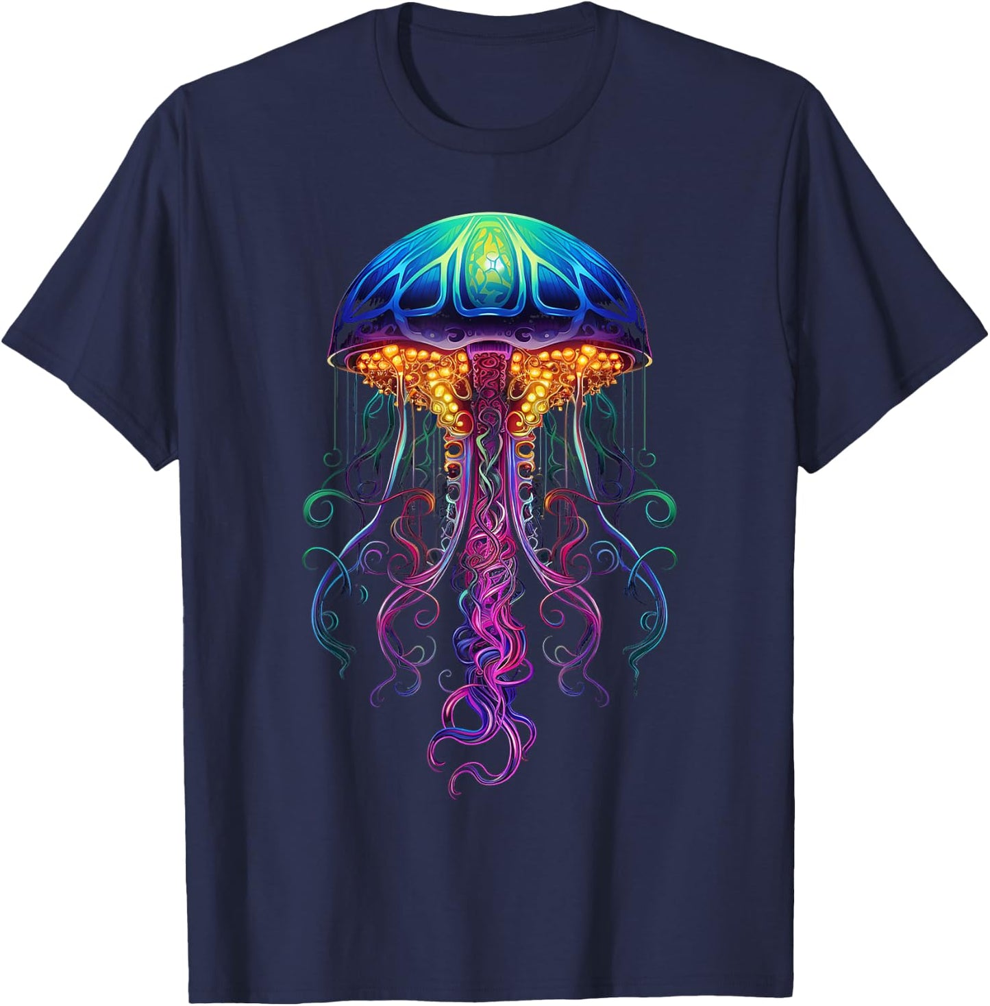 Jellyfish Fantasy Animal Colorful Art Jellyfish T-Shirt - T-Shirt | Navy