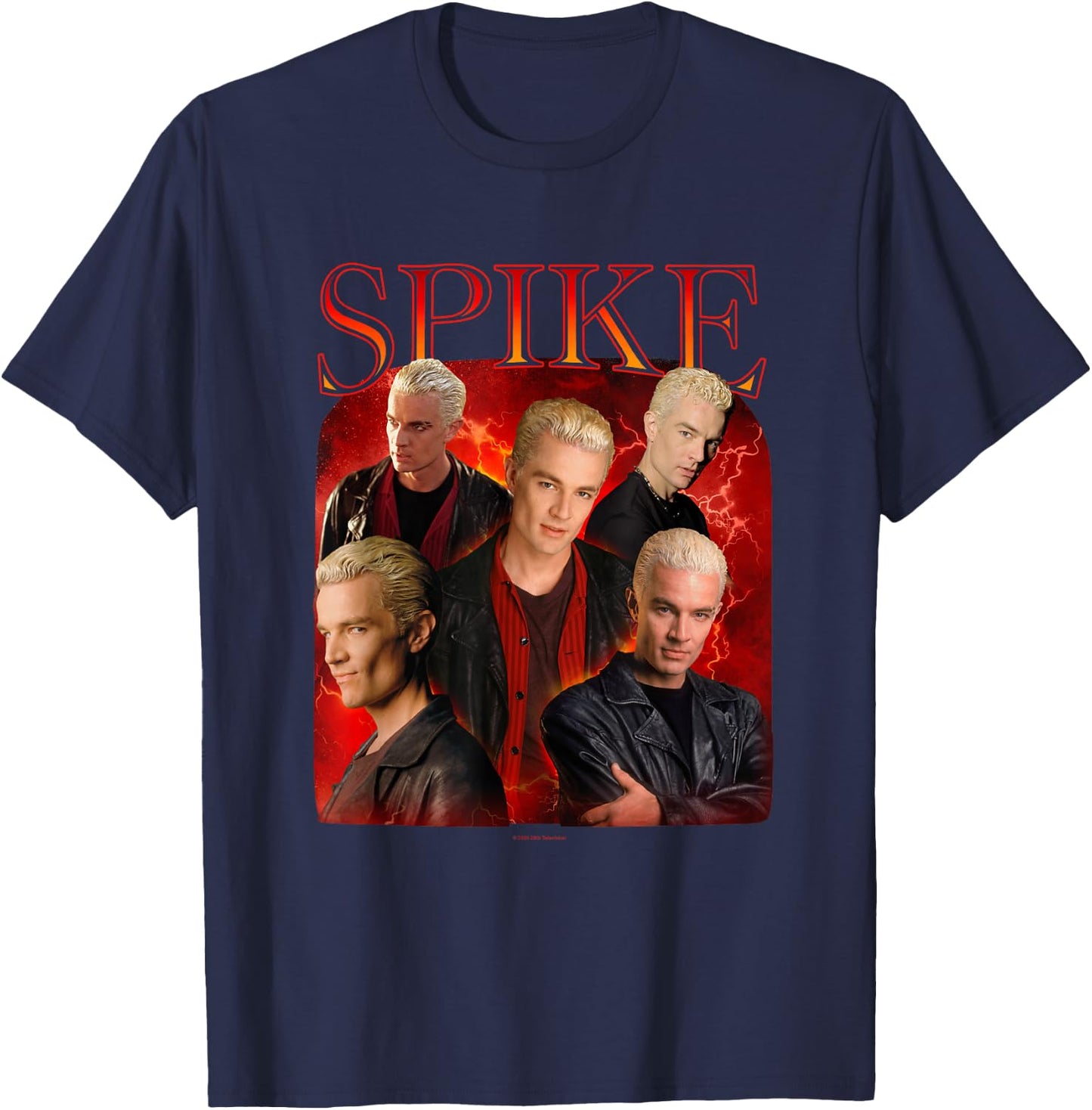 Buffy The Vampire Slayer Iconic Spike 90's Collage Poster , Black, S T-Shirt - T-Shirt | Navy