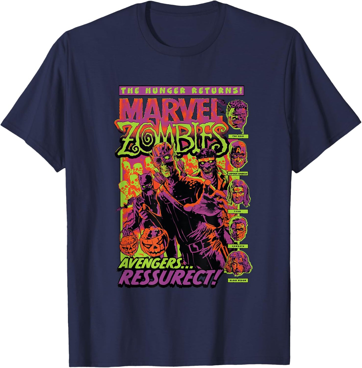 Marvel Zombies Avengers Resurrect Hunger Returns Halloween T-Shirt - T-Shirt | Navy