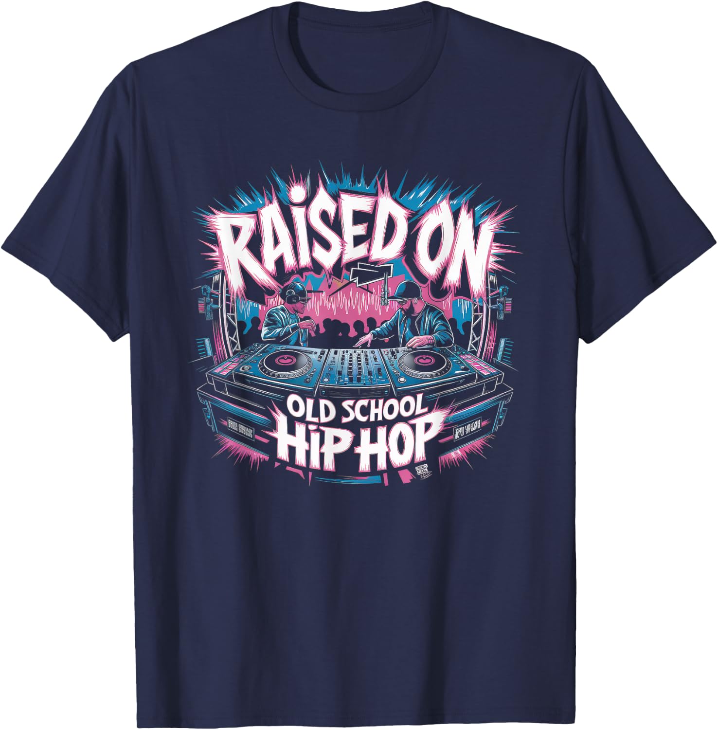 RAISED ON OLD SCHOOL Graffiti Rap HIP HOP Cassette T-Shirt - T-Shirt | Navy