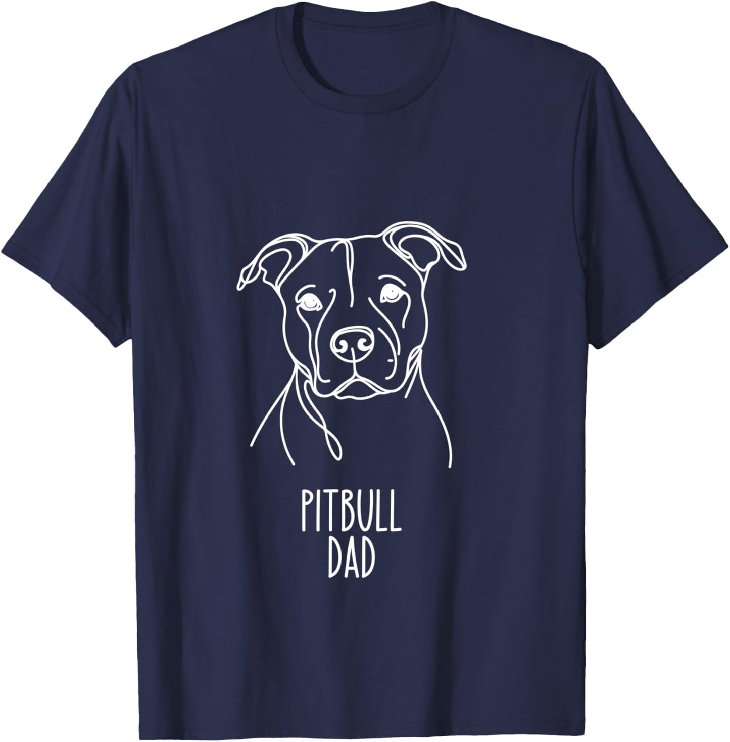 Line Art Best Dog Dad Men - Pitbull T-Shirt - T-Shirt | Navy