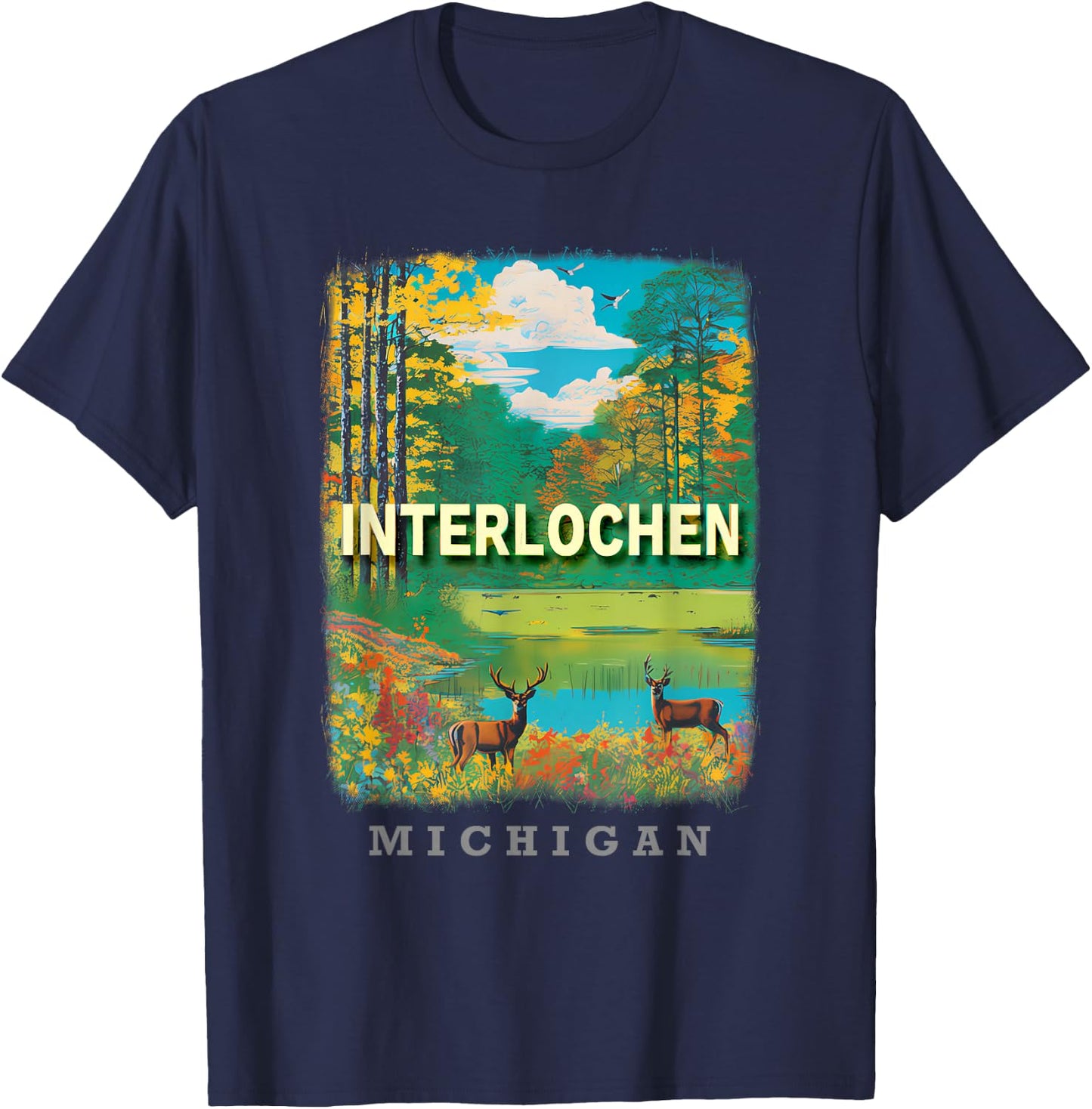 Interlochen Michigan MI Nature's Symphony SD284 T-Shirt - T-Shirt | Navy