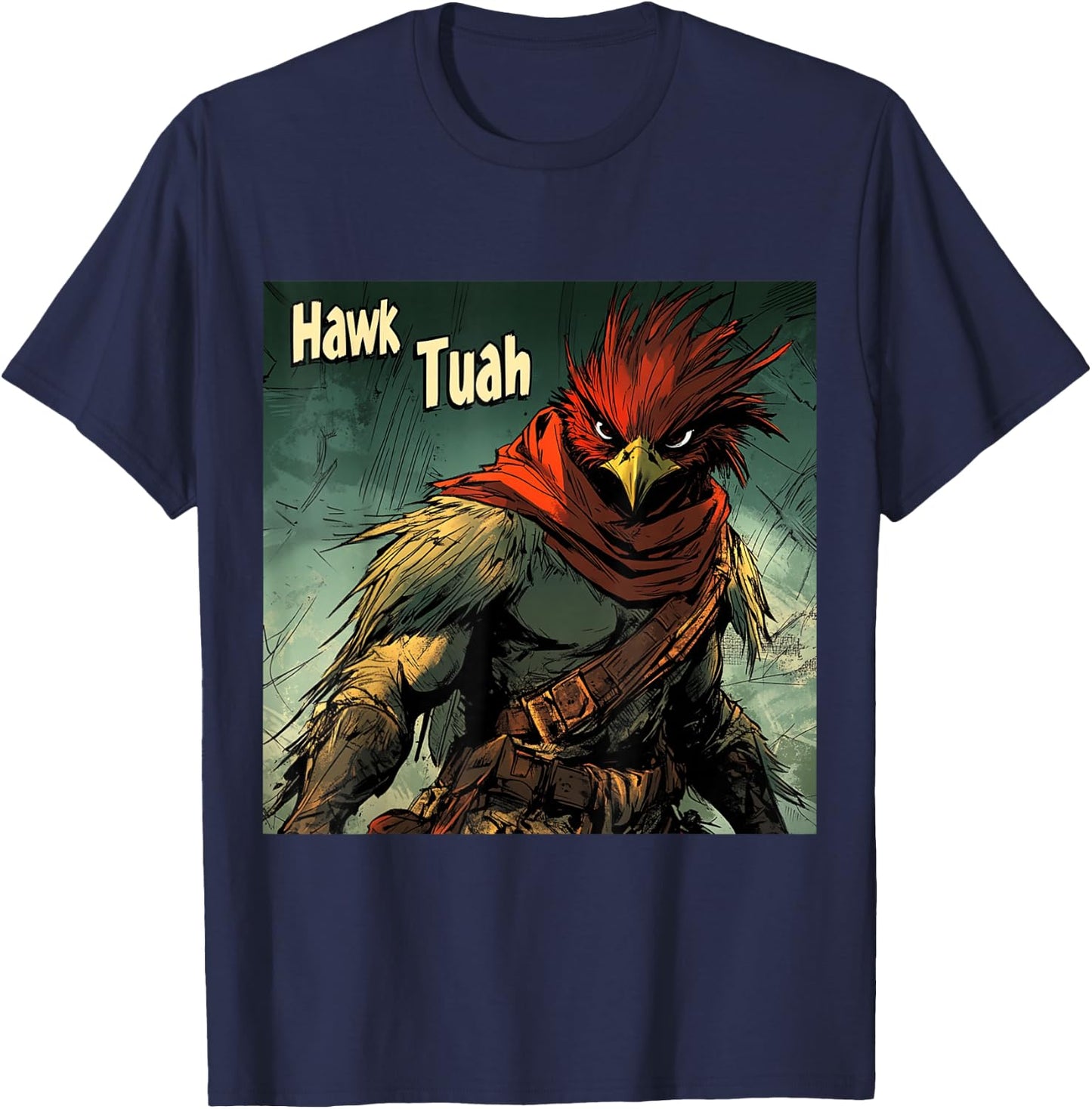 Hawk Tuah Action Super Hero Parody T-Shirt - T-Shirt | Navy