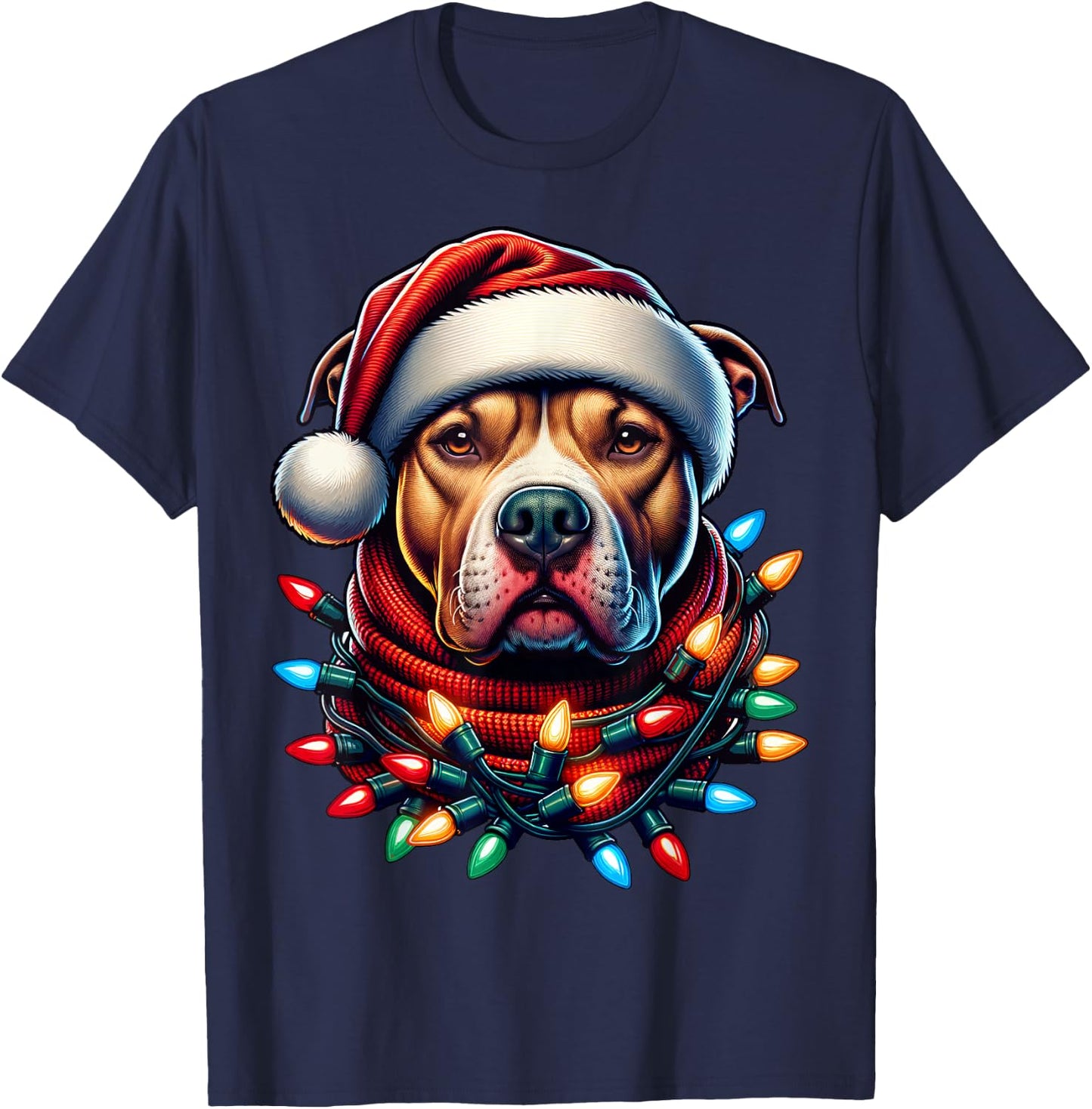 Christmas Pit bull Xmas Pit Bull Mom Dog Lover Santa T-Shirt - T-Shirt | Navy