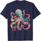 Octopus Floral Vintage Flowers Squid Kraken Scuba Diving T-Shirt - T-Shirt | Navy