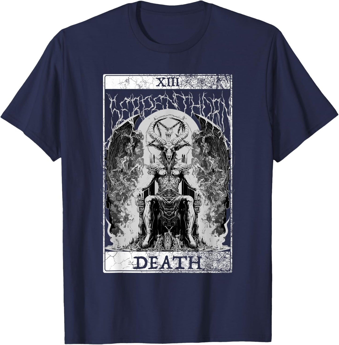Baphomet Occult Satan Goat Head Tarot Card Death Unholy T-Shirt - T-Shirt | Navy
