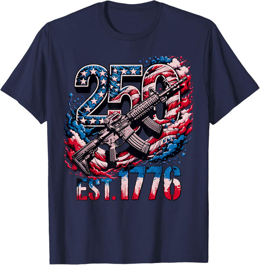America 250 Anniversary 1776 2026 Patriotic USA T-Shirt - T-Shirt | Navy