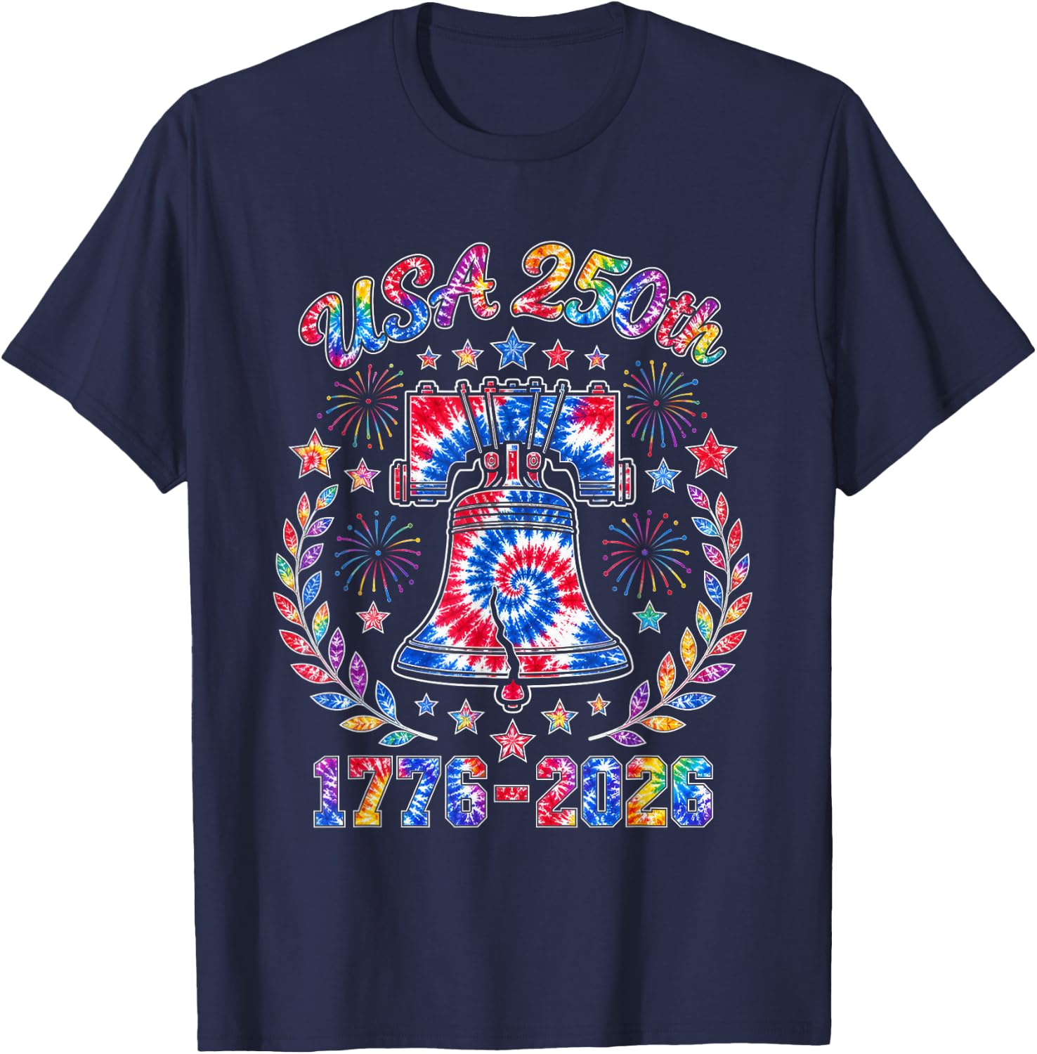 USA 250th Anniversary 1776 to 2026 Tie Dye T-Shirt - T-Shirt | Navy