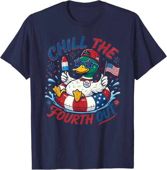 Funny Duck 4th of July Patriotic Chill The Fourth Out T-Shirt - T-Shirt | Navy