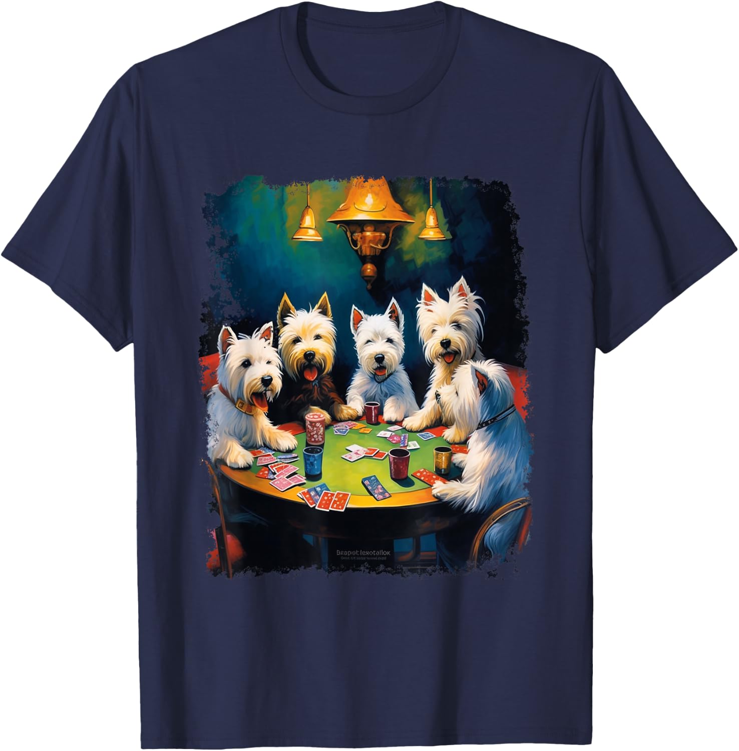 Westie Dog West Highland White Terrier Gambling T-Shirt - T-Shirt | Navy