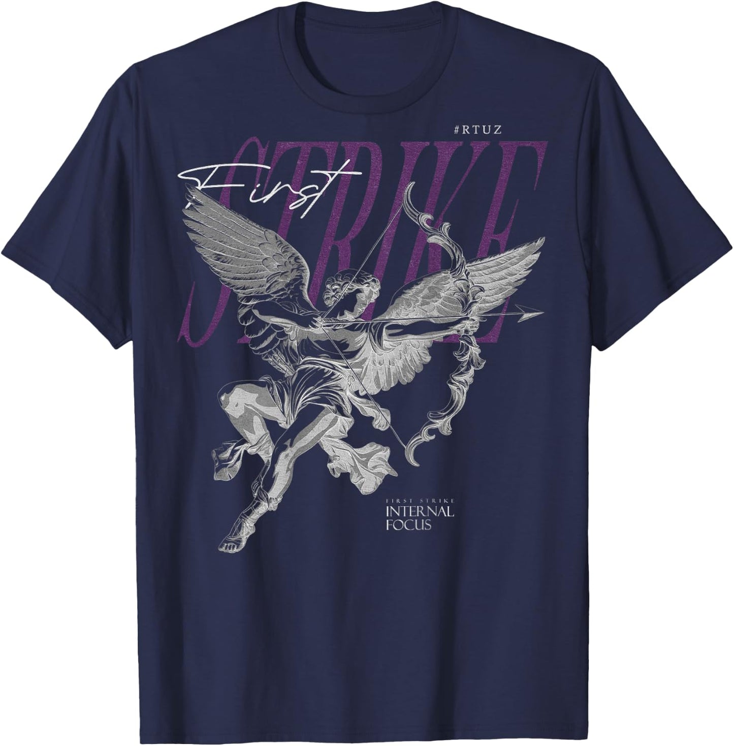 Hip Hop Angel Vintage Edgy Y2K Backprint Streetwear Angel T-Shirt - T-Shirt | Navy