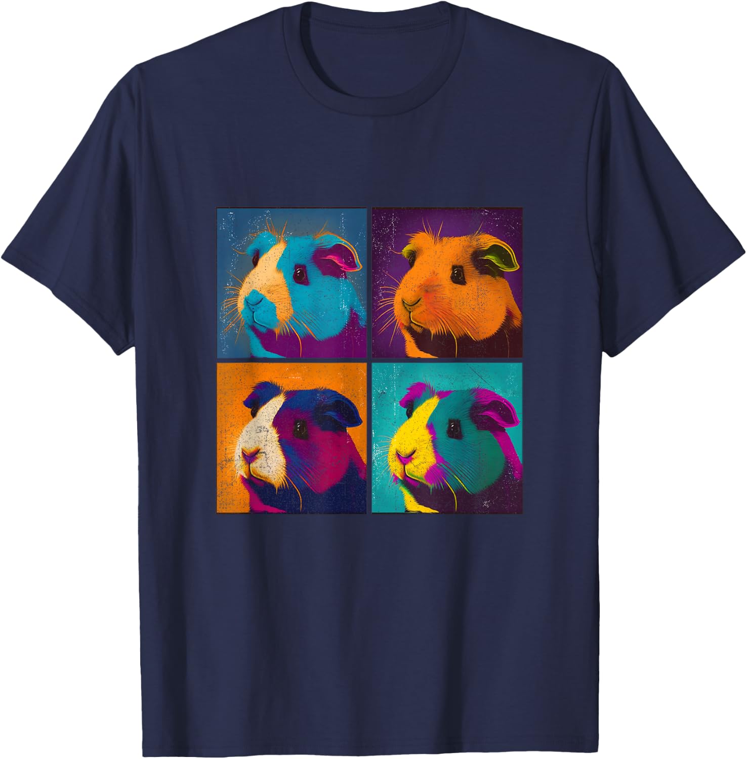 Guinea Pig Pop Art Design Illustration Colorful Animal Women T-Shirt - T-Shirt | Navy