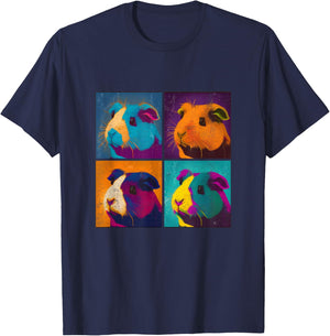 Guinea Pig Pop Art Design Illustration Colorful Animal Women T-Shirt - T-Shirt | Navy