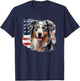 USA Flag 4th July Patriotic American Blue Merle Aussie Lover T-Shirt - T-Shirt | Navy