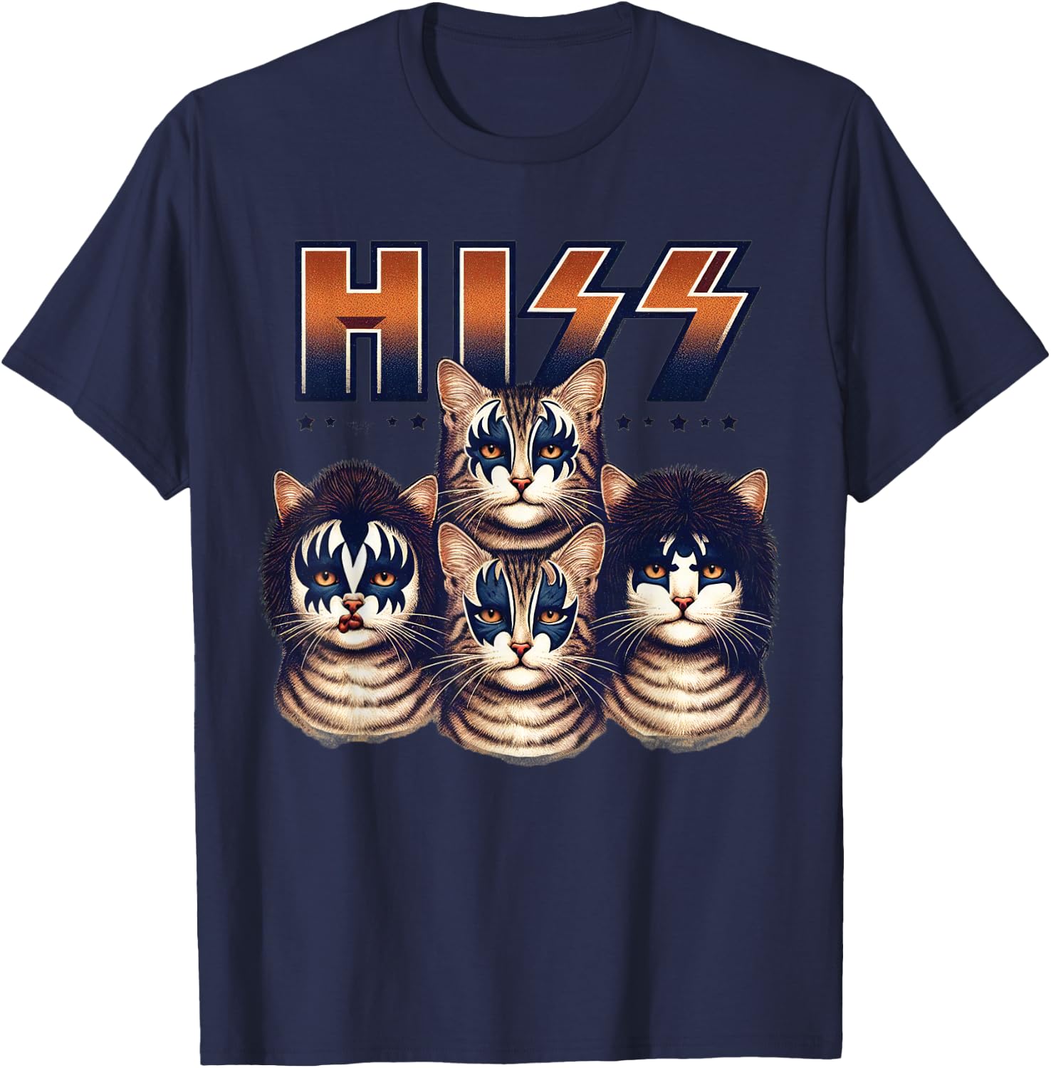 Hiss Cats Rock Kittens Rocking For Cat Lover Cat Mom Cat Dad T-Shirt - T-Shirt | Navy