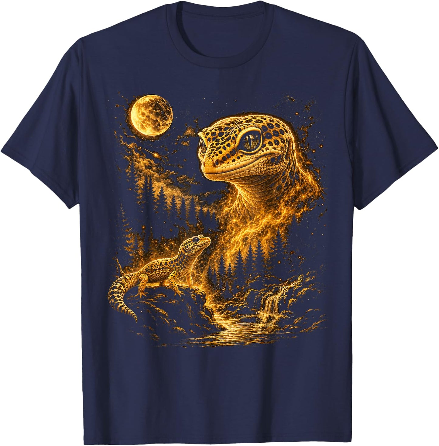 Cute Leopard Gecko Men Vintage Lizard Reptile T-Shirt - T-Shirt | Navy
