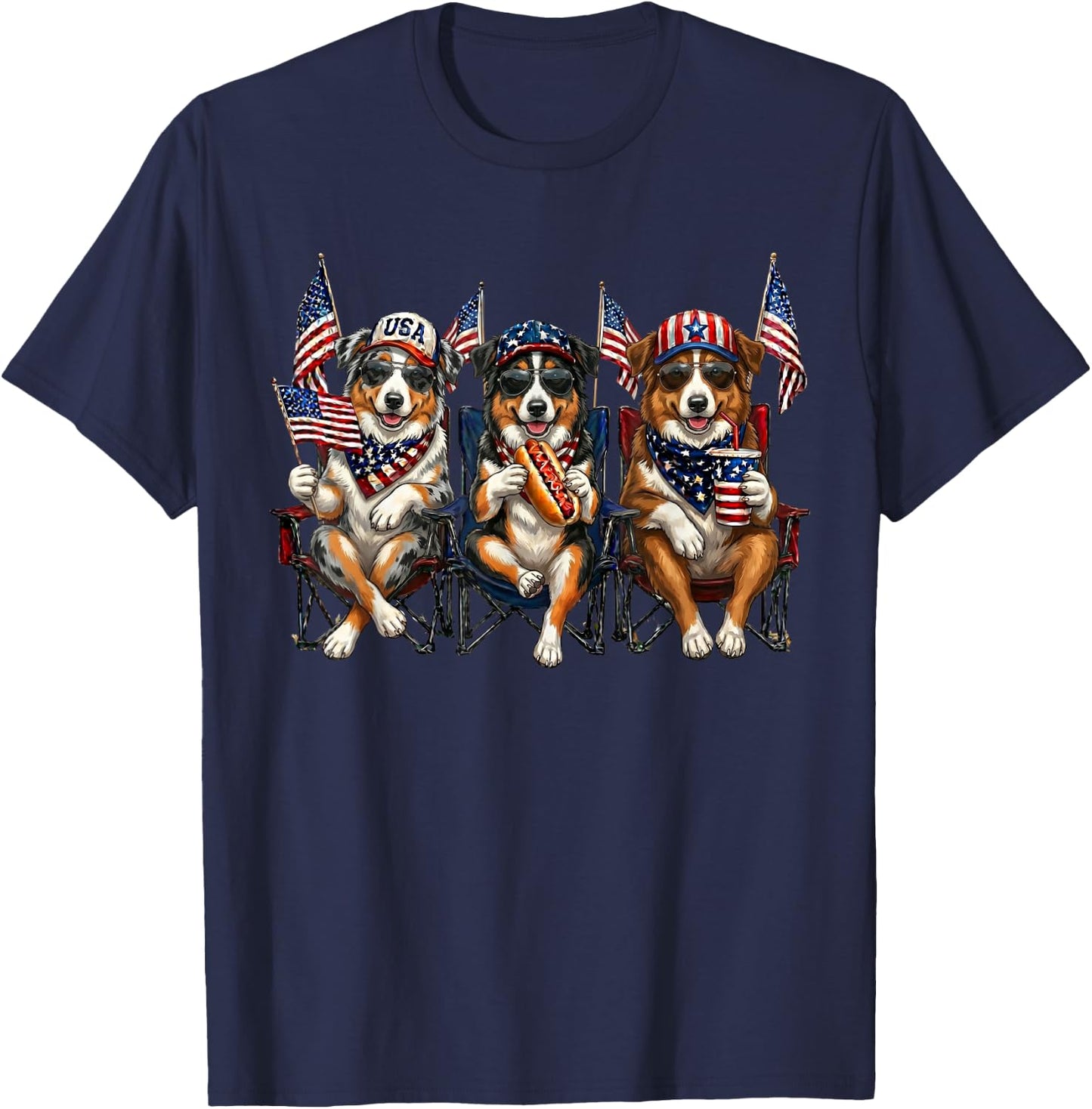 250 Years of Freedom Australian Shepherd Dog 1776-2026 4th T-Shirt - T-Shirt | Navy