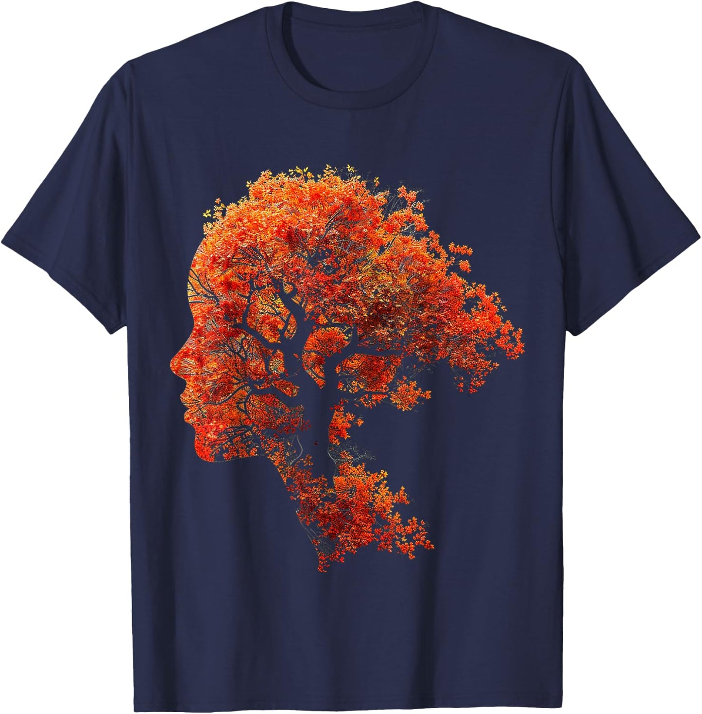 Tree Art Natur Grafik Frauen Gesicht Motiv Baum T-Shirt - T-Shirt | Navy