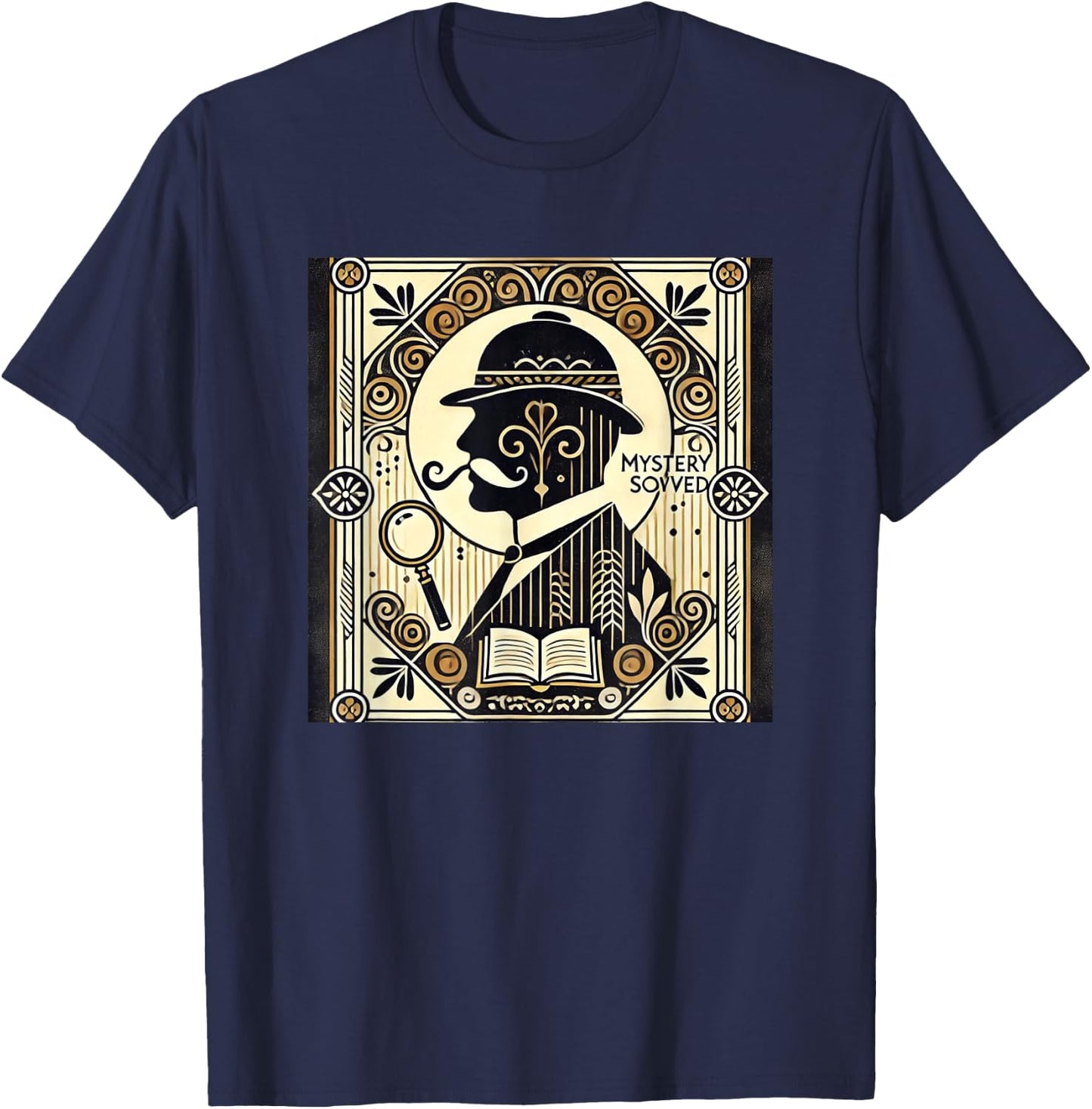 Poirot Mystery Books Vintage Detective Design T-Shirt - T-Shirt | Navy