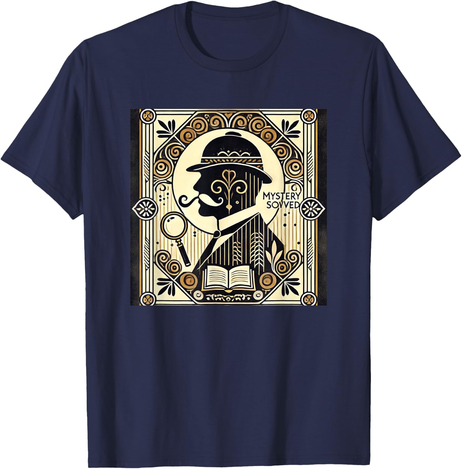 Poirot Mystery Books Vintage Detective Design T-Shirt - T-Shirt | Navy