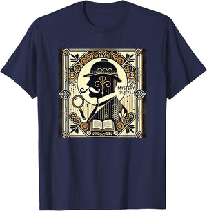 Poirot Mystery Books Vintage Detective Design T-Shirt - T-Shirt | Navy