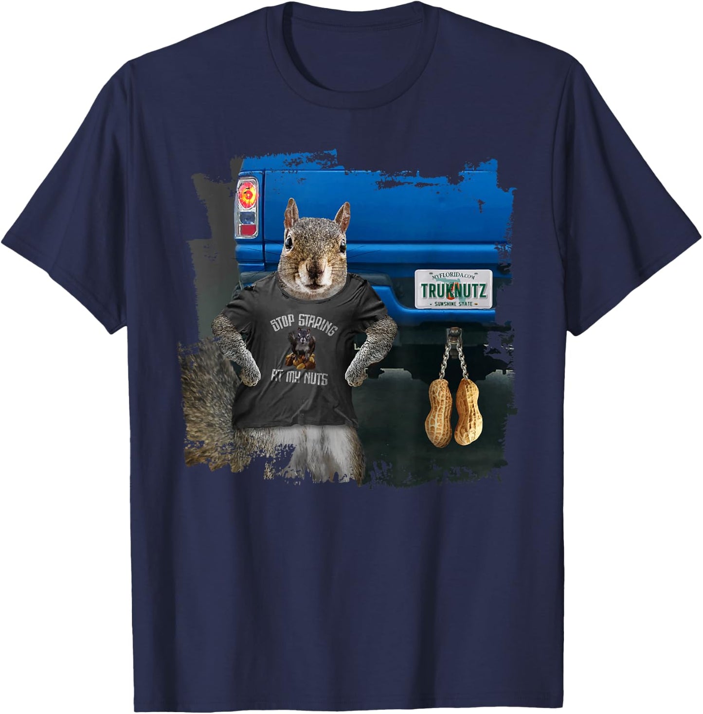 Truk Nutz - funny squirrel truck nuts T-Shirt - T-Shirt | Navy
