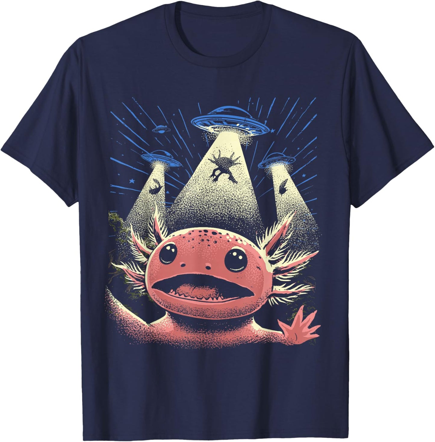 Alien Axolotl Shirt Invasion Axolotl Selfie UFO Abduction T-Shirt - T-Shirt | Navy