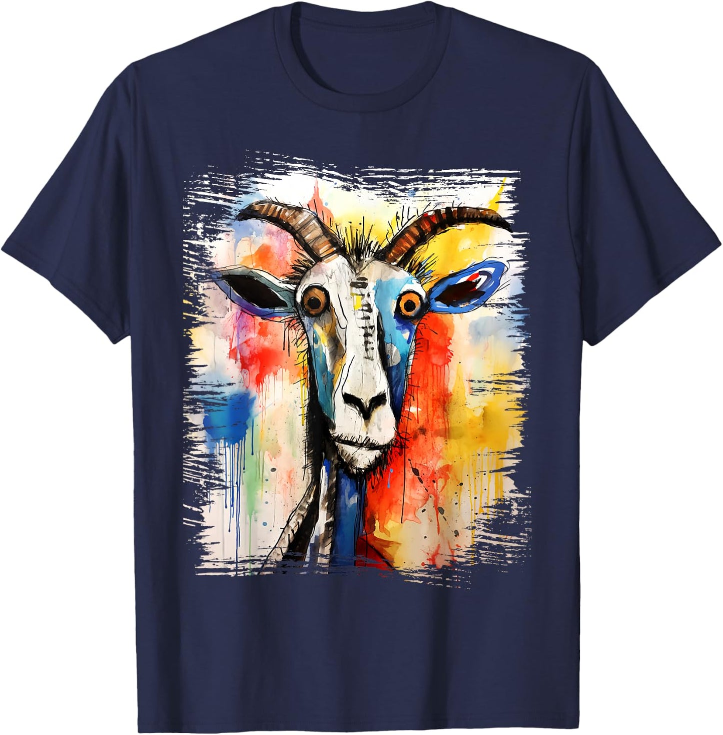 Funny Goat Retro 90s Street Art Graffiti Style Aesthetic T-Shirt - T-Shirt | Navy