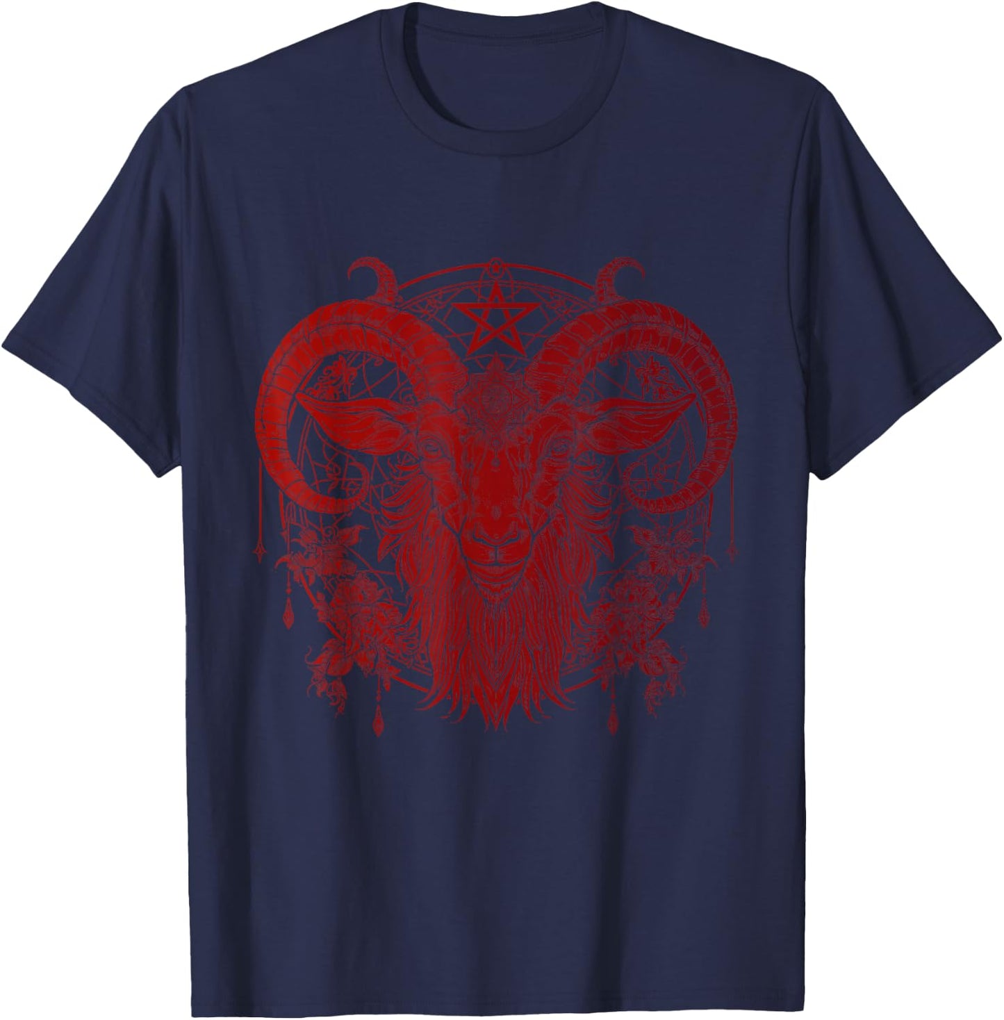 Baphomet Goat Pentagram Satanist Halloween Metal Head T-Shirt - T-Shirt | Navy