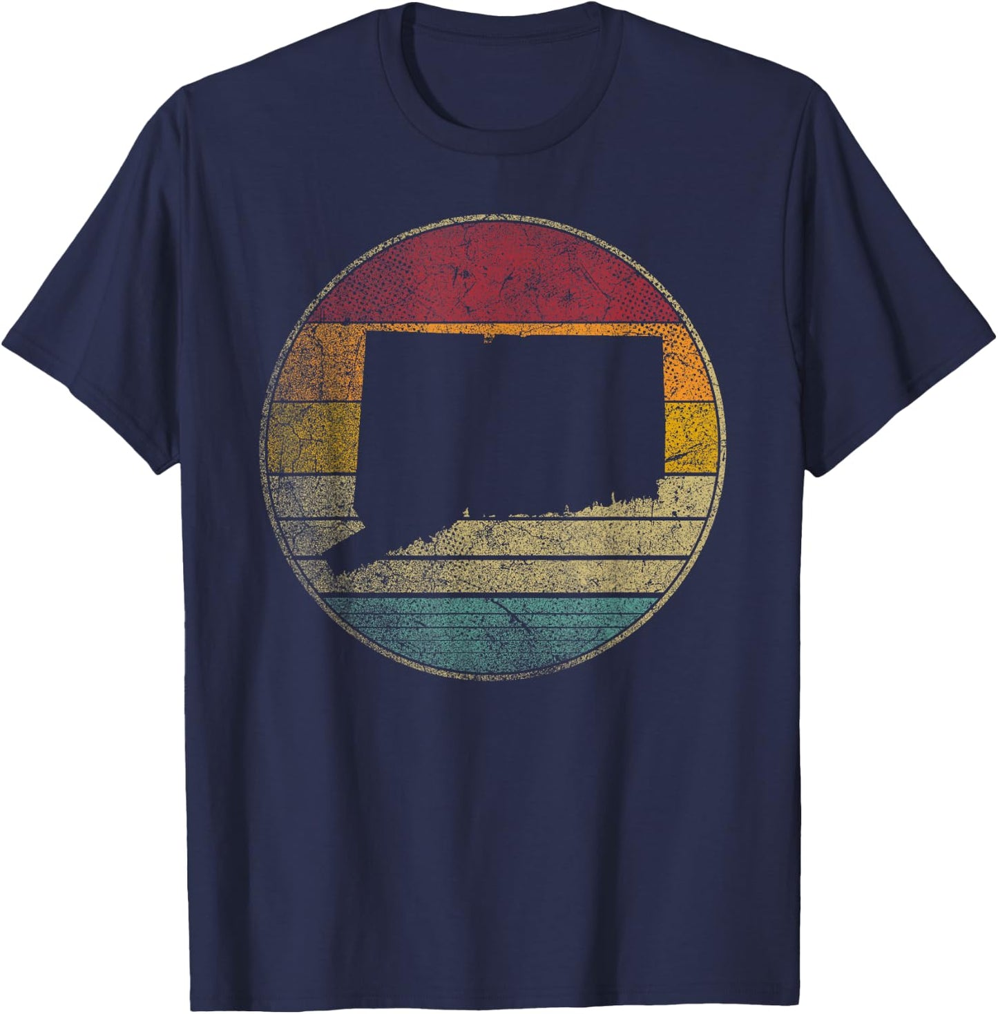 Connecticut Vintage Retro Style Distressed 70s 80s Novelty T-Shirt - T-Shirt | Navy