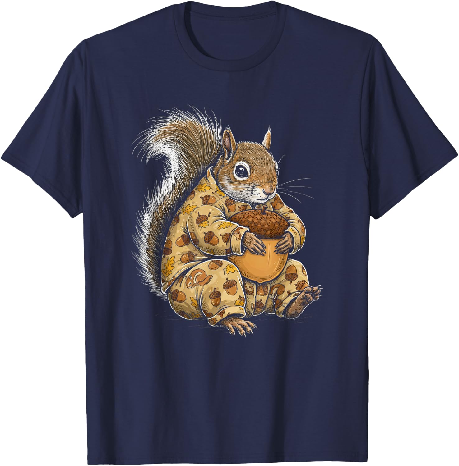 Funny Sleepy Squirrel Pajama Women Men Kids Boys And Girls T-Shirt - T-Shirt | Navy