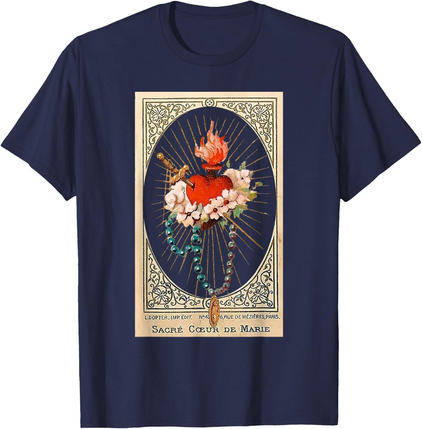 Immaculate Heart Of Mary Marian Catholic T-Shirt - T-Shirt | Navy