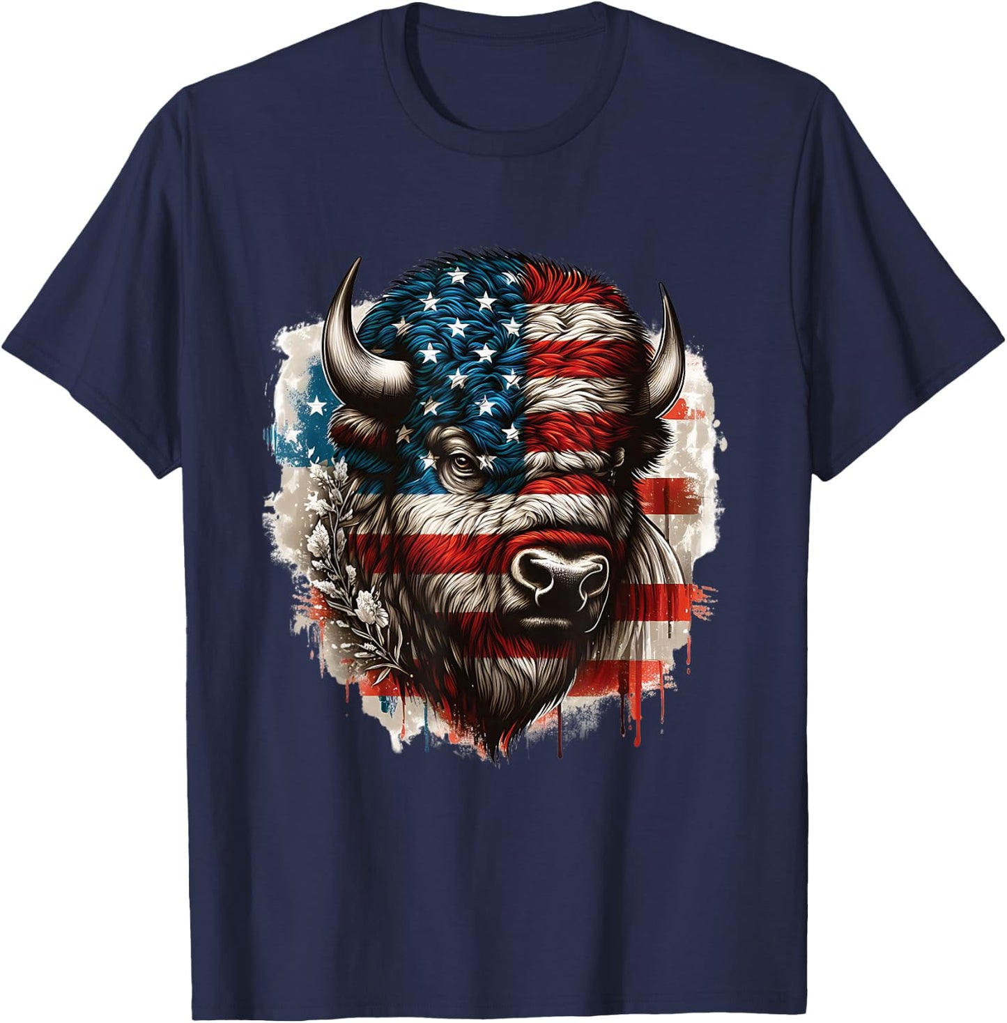 American Buffalo American Bison American Flag American Bison T-Shirt - T-Shirt | Navy
