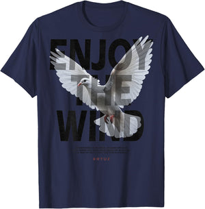 Hip Hop Retro Vintage Urban Backprint Streetwear White Dove T-Shirt - T-Shirt | Navy