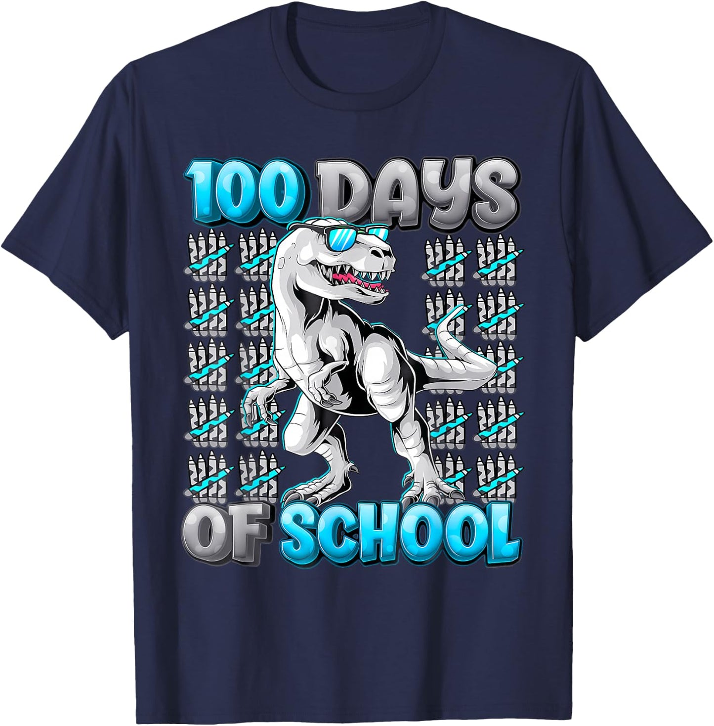 100 Days Of School Trex 100 Days Smarter 100Th Day Of School T-Shirt - T-Shirt | Navy