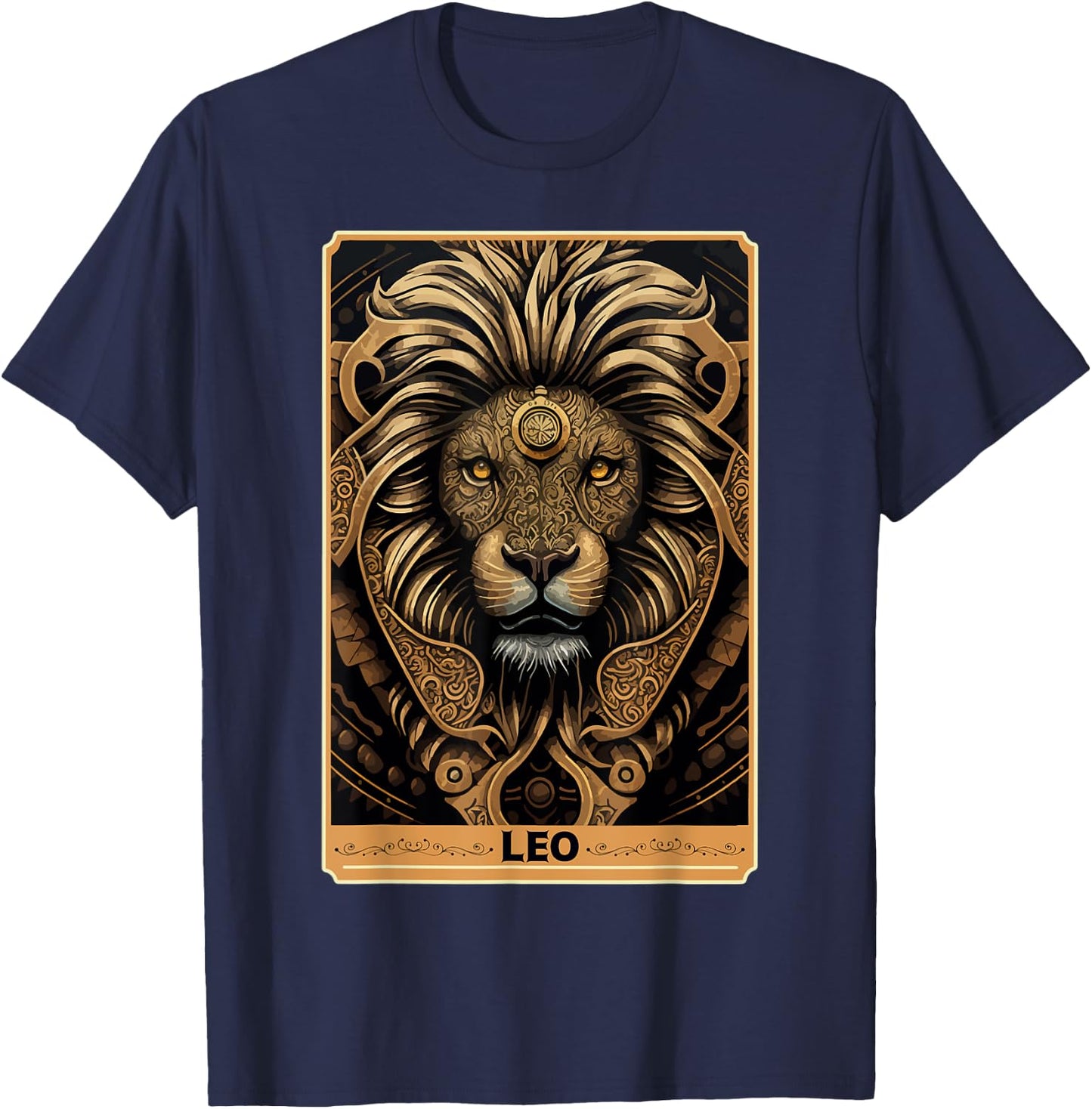 Leo Astrology Sign Lion Zodiac Tarot Card Occult Witch T-Shirt - T-Shirt | Navy