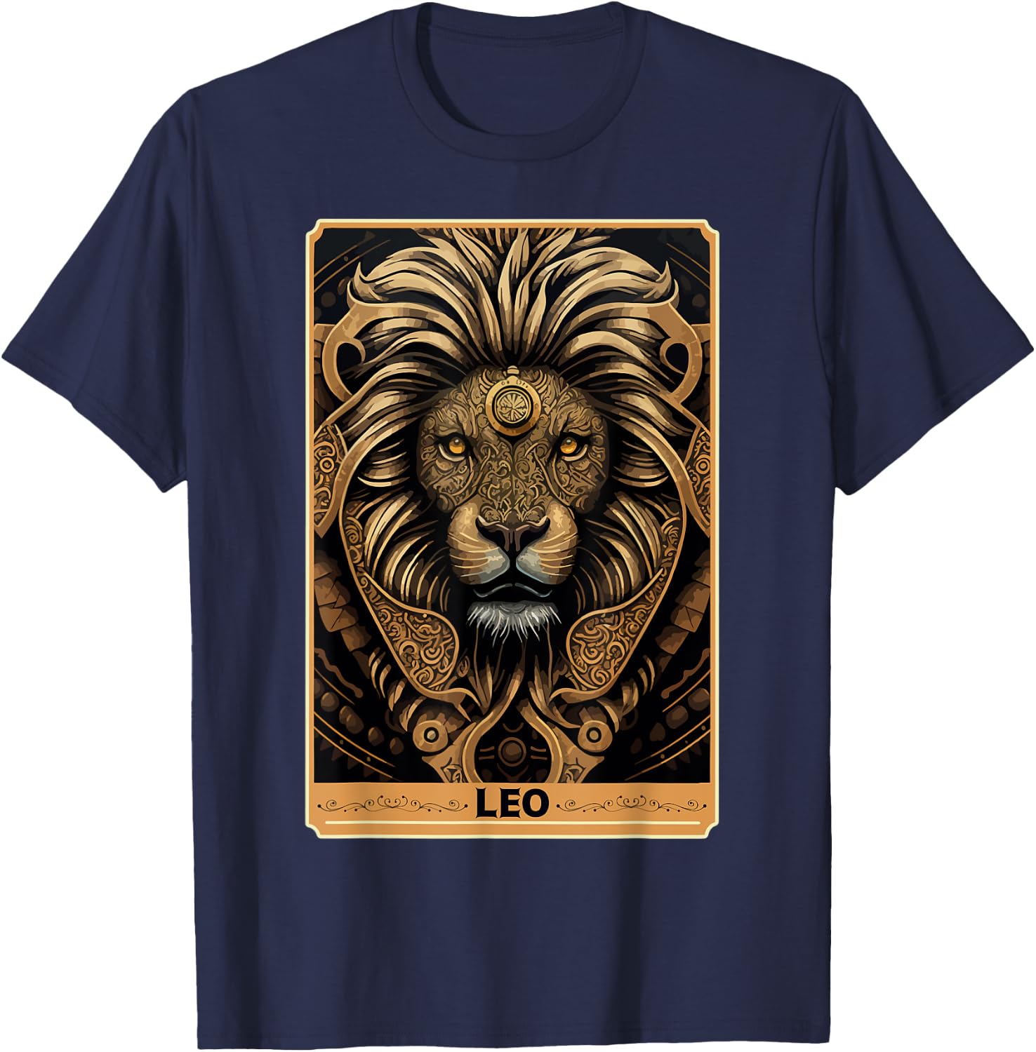 Leo Astrology Sign Lion Zodiac Tarot Card Occult Witch T-Shirt - T-Shirt | Navy