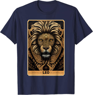 Leo Astrology Sign Lion Zodiac Tarot Card Occult Witch T-Shirt - T-Shirt | Navy