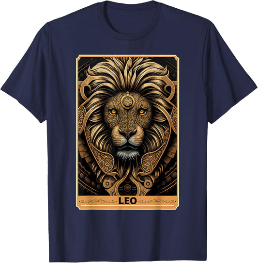 Leo Astrology Sign Lion Zodiac Tarot Card Occult Witch T-Shirt - T-Shirt | Navy